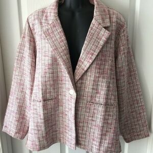 Vintage 1980s 1990s Tudor Court Pink Tweed Blazer Large L